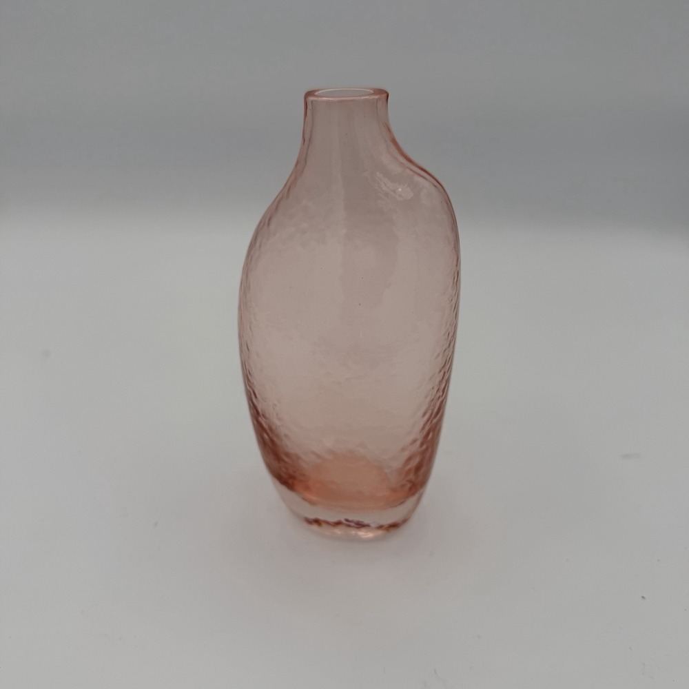 Brielle Glass Bud Vase Rose Colored Vase 5.75" Tall Pink Bubble Textured Modern